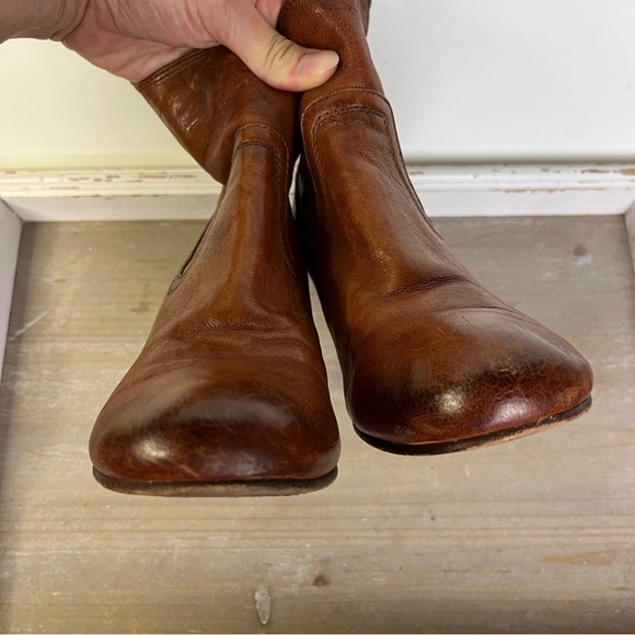 Frye Carson Hidden Wedge 8.5M Cognac Brown Leather Zip Back Western Fall Boots - Picture 5 of 12